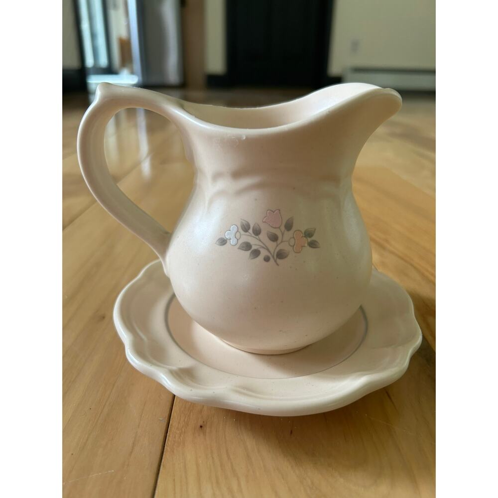 Pfaltzgraff Stoneware "Remembrance" Creamer/Pitcher and Plate PERFECT